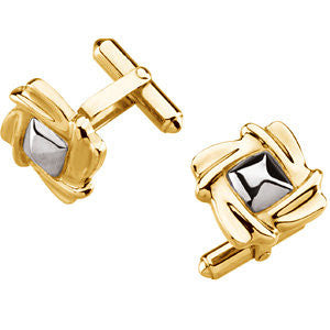 14K Yellow & White Right Cuff Link