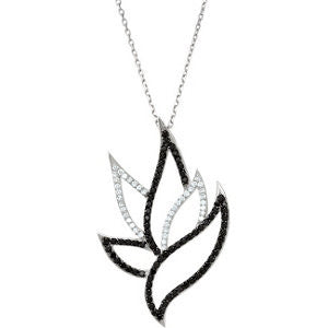 Sterling Silver 1/5 CTW Diamond & Black Spinel 18" Necklace Sterling Silver 1/5 CTW Diamond & Black Spinel 18" Necklace
