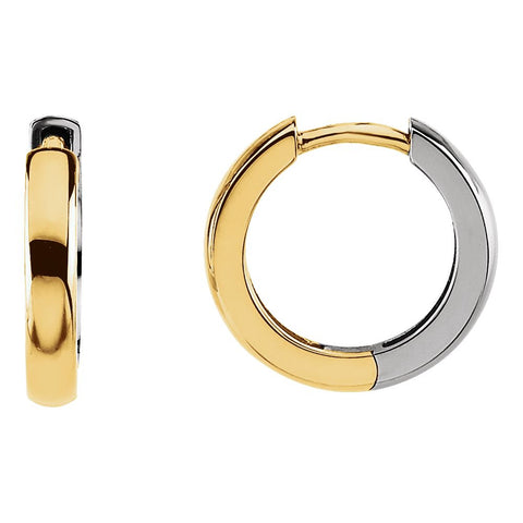 14K Yellow/White 14mm Hinged Earrings 14K Yellow/White 14mm Hinged Earrings