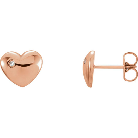 14k Rose Gold .02 CTW Diamond Heart Earrings