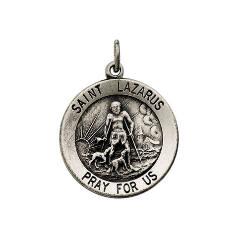 Sterling Silver 18.5 Round St. Lazarus Medal Sterling Silver 18.5 Round St. Lazarus Medal