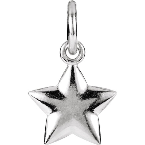 14k White Gold 15.75x9.75mm Puffed Star Charm with Jump Ring 14k White Gold 15.75x9.75mm Puffed Star Charm with Jump Ring