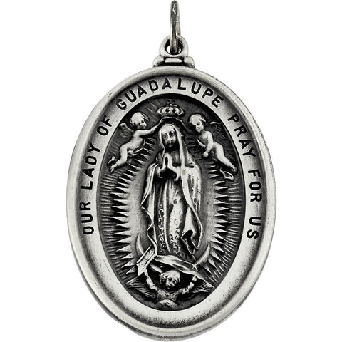 Sterling Silver 34.25x25.75mm Our Lady Of Guadalupe Medal Sterling Silver 34.25x25.75mm Our Lady Of Guadalupe Medal