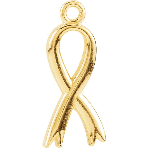 14k Yellow Gold Breast Cancer Awareness Ribbon Charm Dangle