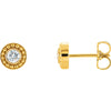 14K Yellow Gold 1/5 CTW Diamond Beaded Earrings With Backs