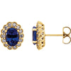14k Yellow Gold Chatham Created Blue Sapphire & 3/8 ctw. Diamond Earrings