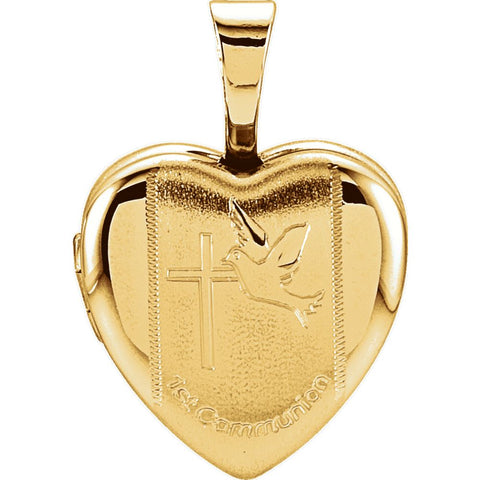 Gold Plated & Sterling Silver First Communion Heart Locket