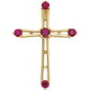 Cross Pendant with Genuine Ruby in 14k Yellow Gold