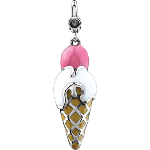 Sterling Silver Enamel Ice Cream Cone Charm Sterling Silver Enamel Ice Cream Cone Charm