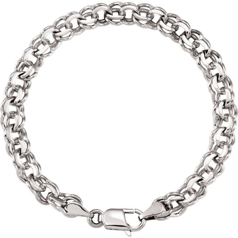 14k White Gold 7mm Solid Charm 7" Bracelet 14k White Gold 7mm Solid Charm 7" Bracelet