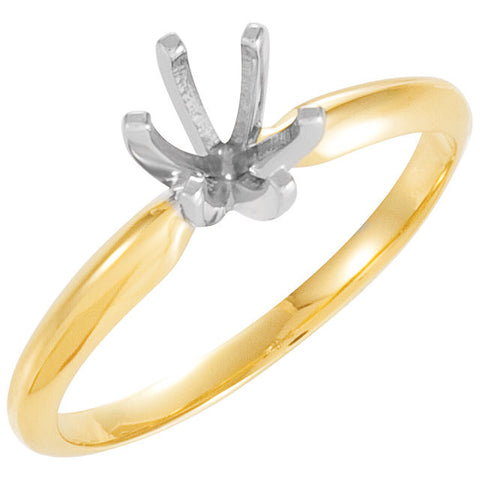 14k Yellow Gold & Platinum 7.8-8.6mm Round 6-Prong Heavy Solitaire Ring Mounting, Size 6 14k Yellow Gold & Platinum 7.8-8.6mm Round 6-Prong Heavy Solitaire Ring Mounting, Size 6