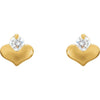14k Yellow Gold Youth Cubic Zirconia Heart Earrings 14k Yellow Gold Youth Cubic Zirconia Heart Earrings
