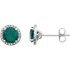 Sterling Silver Created Emerald & 0.01 ctw. Diamond Earrings