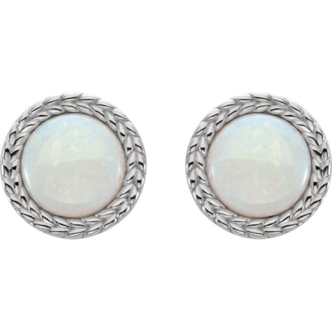 14k White Gold Opal Earrings