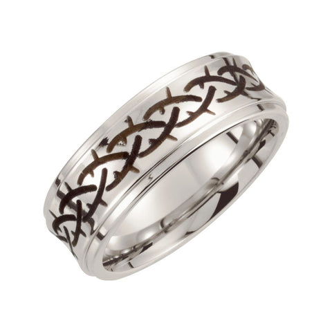 Cobalt 8mm Black Laser Design & Ridged Band Size 10.5 Cobalt 8mm Black Laser Design & Ridged Band Size 10.5