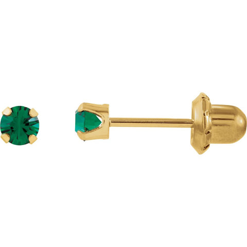 14k Yellow Gold Solitaire "May" Birthstone Piercing Earrings 14k Yellow Gold Solitaire "May" Birthstone Piercing Earrings