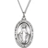 23.00x16.00 mm Miraculous Medal with 18 inch Chain in Sterling Silver