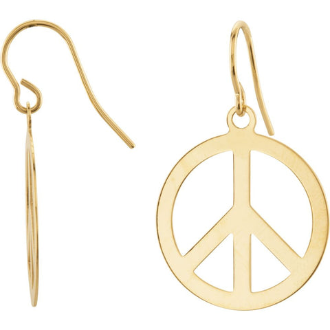 14k Yellow Gold Circle Peace Sign Earrings 14k Yellow Gold Circle Peace Sign Earrings