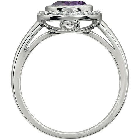 Sterling Silver Purple Cubic Zirconia Ring, Size 7