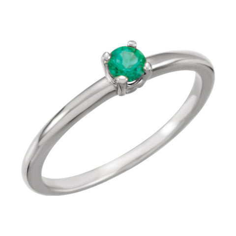 Sterling Silver Imitation Emerald "May" Youth Birthstone Ring, Size 3