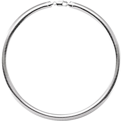 Sterling Silver 7.25mm Domed Omega 16" Chain