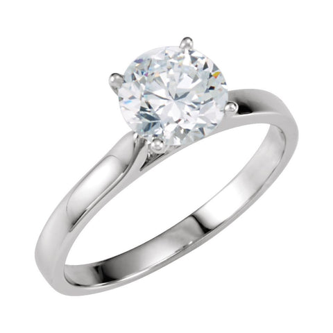 14k White Gold 6.5mm Round Solitaire Engagement Ring Mounting , Size 7 14k White Gold 6.5mm Round Solitaire Engagement Ring Mounting , Size 7
