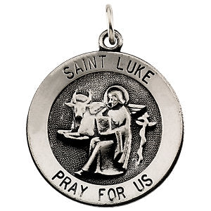 Sterling Silver 22mm Round St. Luke Medal Sterling Silver 22mm Round St. Luke Medal