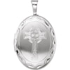 Oval Celtic Cross Locket in Sterling Silver