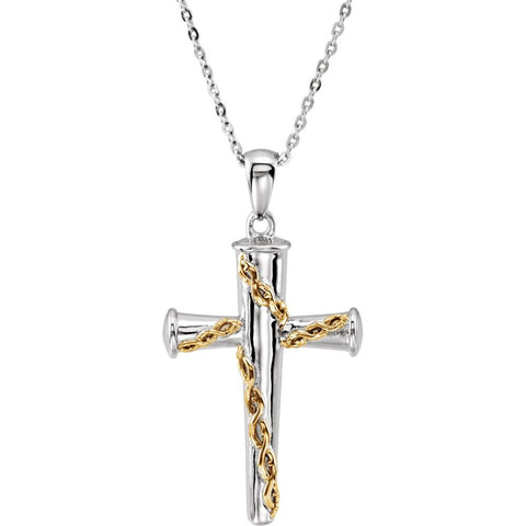 Gold Plated & Sterling Silver Three-Nails Promise 18" Necklace Gold Plated & Sterling Silver Three-Nails Promise 18" Necklace