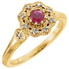 14k Yellow Gold Ruby & 1/10 ctw. Diamond Ring, Size 7