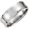 14k White Gold 7.5mm Fancy Beveled Edge Carved Comfort-Fit Wedding Band for Men, Size 12 14k White Gold 7.5mm Fancy Beveled Edge Carved Comfort-Fit Wedding Band for Men, Size 12