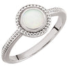 14k White Gold Opal Beaded Design Ring, Size 7