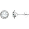 Sterling Silver Created White Sapphire & 0.01 ctw. Diamond Earrings