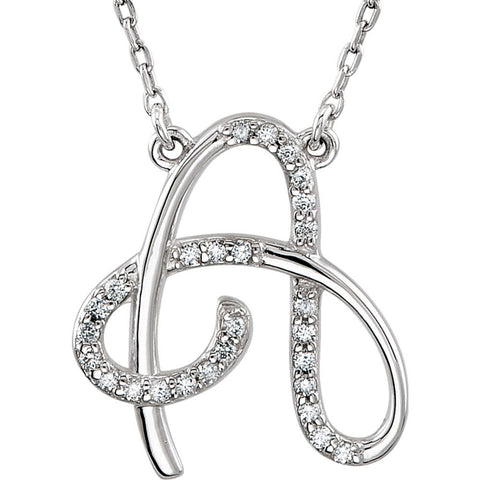 Sterling Silver Letter "A" 1/8 CTW Diamond Initial 16" Necklace Sterling Silver Letter "A" 1/8 CTW Diamond Initial 16" Necklace