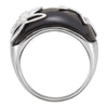 Sterling Silver Onyx & Diamond Accented Floral-Inspired Ring, Size 7 Sterling Silver Onyx & Diamond Accented Floral-Inspired Ring, Size 7
