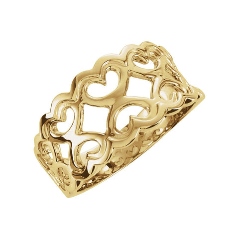 14k Yellow Gold Heart Motif Band, Size 6 14k Yellow Gold Heart Motif Band, Size 6