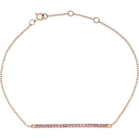 14k Rose Gold Pink Sapphire 8" Bracelet