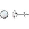 Sterling Silver Created Opal & 0.01 ctw. Diamond Earrings