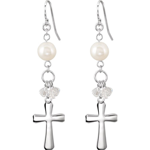 Sterling Silver 58.8x12.8mm Bridesmaid Dangle Cross Earrings with Packaging Sterling Silver 58.8x12.8mm Bridesmaid Dangle Cross Earrings with Packaging