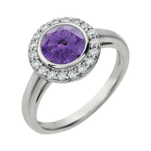 Sterling Silver Purple Cubic Zirconia Ring, Size 7