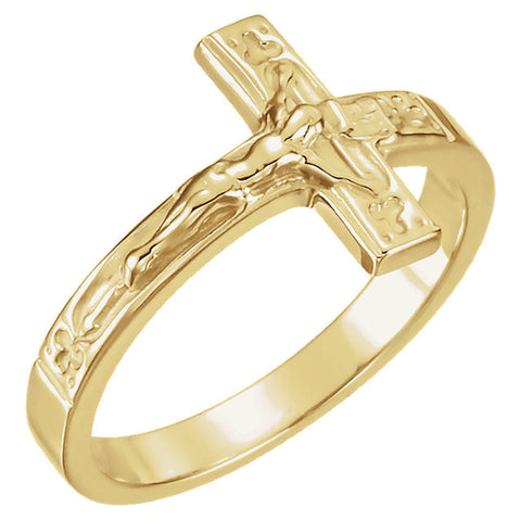 14k Yellow Gold Men's Crucifix Chastity Ring Size 10