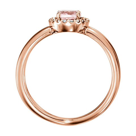 14k Rose Gold Morganite & 1/10 CTW Diamond Ring, Size 7