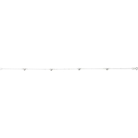 14k White Gold .75mm Diamond-Cut Cable Heart 10" Anklet 14k White Gold .75mm Diamond-Cut Cable Heart 10" Anklet