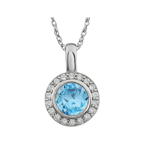 Sterling Silver Light Blue Cubic Zirconia 18" Necklace