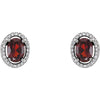 14k White Gold Mozambique Garnet & 1/8 CTW Diamond Earrings