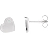 Pair of 0.015 CTTW Diamond Heart Earrings in Sterling Silver