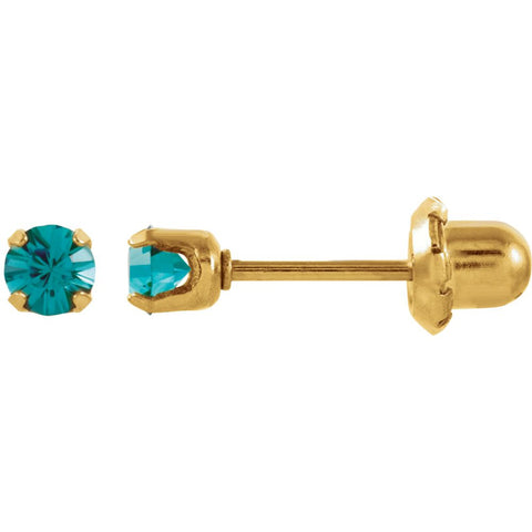 14k Yellow Gold Solitaire "December" Birthstone Piercing Earrings 14k Yellow Gold Solitaire "December" Birthstone Piercing Earrings