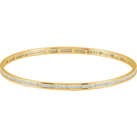 14k Yellow Gold Diamond Stackable Bangle Bracelet