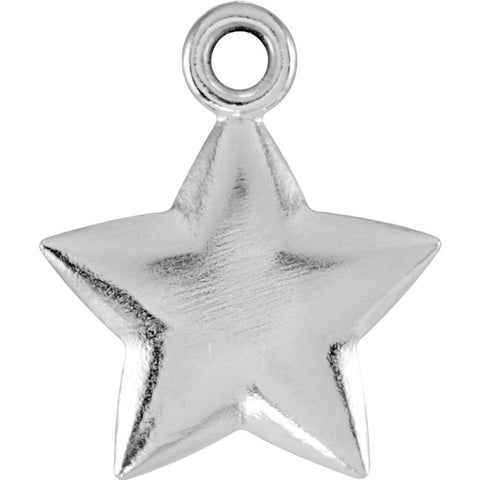 Sterling Silver 11.5x9.75mm Puffed Star Charm with Jump Ring Sterling Silver 11.5x9.75mm Puffed Star Charm with Jump Ring