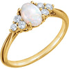 14k Yellow Gold Opal & 1/5 ctw. Diamond Ring, Size 7